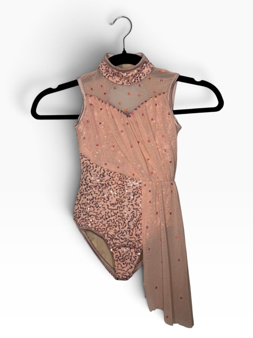 Weissman I Won't Love You Any Less Sequin Mesh Draped Leotard in Pink SC